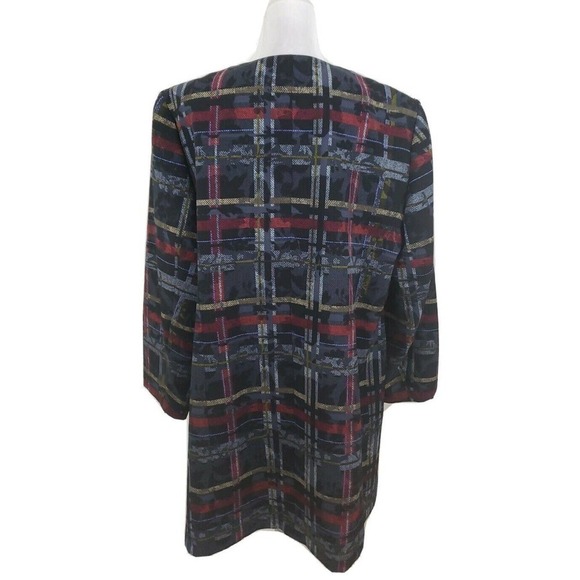 Nine West~ Woman Plus Size 18W~ Black/Red Plaid Trench Coat Long Sleeve Lined. - Picture 10 of 12